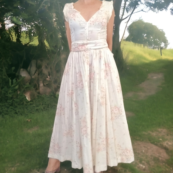 Vtg Midi Dress with Pockets - Picture 10 of 15